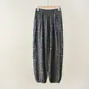 Calças de Viscose de Verão em Estoque para Mulheres, Calças Finas de Perna Larga, Calças Cropped de Algodão Artificial, Calças Lanterna, Roupa Feminina de Verão, Tamanho Plus