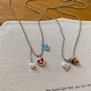 Colar de pérolas com pingente de coração redondo em gota estilo coreano estilo ins corrente de suéter luxo leve sensação de alta qualidade design de nicho acessório de colar