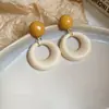 Brincos Redondos Coração de Resina Colorida Agulha de Prata Dopamina Brincos de Design Nicho Brincos Pequenos Frescos da Moda para Mulheres