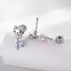 Unhas Ossinho de Gato Kt Fofas, Brincos Parafusados de Osso da Orelha de Aço Titânio Doces, Unhas Ossinho de Orelha Kawaii, Brincos Piercing de Nicho Rosa