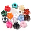 Flor de Cinco Pétalas Acrílica Bicolor Mármore Flor Oca Faux Jade Furo Reto Contas Soltas Pulseira Artesanal DIY Acessórios de Joias