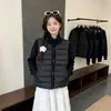 Chaqueta de algodón de punto con cuello alto y patchwork de moda para mujer, estilo corto, nueva colección de invierno 2026, abrigo ligero de algodón para figuras petite, moderno