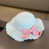 Sombrero de Paja con Visera Solar Transfronteriza para Niños, Sombrero de Playa de Verano para Protección Solar, Conjunto de Sombrero y Bolso para Niñas, Sombrero de ala ancha para Niños Pequeños