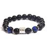 Joias de Comércio Exterior Pulseiras de Contas Masculinas Europeias e Americanas Tendência Aço Inoxidável Olho de Tigre Pedra Brilhante Preta Pulseiras Masculinas Joias