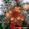 Bestseller transfronterizo 9CM flores artificiales decorativas de plástico corona de Navidad DIY decoraciones colgantes decoraciones para fiesta de Navidad al por mayor