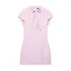 Vestido Corto Elegante de Moda 2026 Estilo Europeo y Americano Transfronterizo para Mujer con Decoración de Lazo 2213777