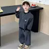 Conjunto de moletom de lã para meninos, outono 2026 novo estiloso para bebê, outono fresco, moda, esporte, conjunto de duas peças