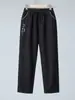 Pantalones para mujeres de mediana edad y mayores, jeans mom para primavera y otoño, cintura elástica, pantalones casuales rectos, pantalones holgados de talla grande para abuela