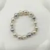 Pulseira de Contas de Cristal Redondo Pérola Negra Flounder Queen Highlight com Transferência Cores Misturadas Morandi Maillard