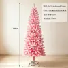 Árvore de Natal pontuda rosa de PVC iluminada transfronteiriça em estoque, árvore lápis de simulação artificial para uso externo e de hotel, atacado da fábrica