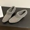Mocassins de Dedo Profundo com Forro de Lã de Cordeiro High-End Retrô Feminino 2026 Outono/Inverno Novos Sapatos Versáteis Quentes Peludos