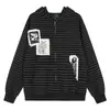 Moletom com zíper e capuz listrado marrom estilo americano para homens, jaqueta casual vintage moderna de modelagem solta