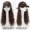 Peruca integrada em boné de beisebol cabelo artificial feminino rolo de lã peruca de onda d'água boné de peruca aba larga touca de peruca integrada