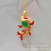 Pingente Cravejado de Calcedônia Verde Gelo Alto Estilo Casal Ágata Dourada Antiga Pingente Cravejado com Diamante Jade Buda Maitreya Venda Quente Transmissão ao Vivo