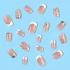 Uña postiza con línea francesa Pegamento de gelatina pieza de esmalte de uñas Parche de uña postiza removible Golden Flash producto terminado