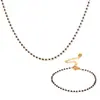 Accesorios Populares Transfronterizos de Lujo Ligero Piedra Natural Cuentas de Espinela Negra Conjunto de Pulsera y Collar Retro de Gama Alta Joyería de Moda