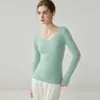 2026 Novo Suéter 100% Caxemira Feminino Gola V Outono e Inverno Pulôver Tricô Macio Pegajoso Slim Fit Mostra Fino Camada de Base