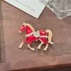 Nuevo Broche de Caballo Esmaltado con Pedrería y Goteo de Aceite Personalizado Europeo y Americano Exquisito Accesorios de Pin Versátiles para Corsage de Traje y Abrigo