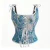 Top Moldeador con Ballenas para Cintura para Mujer Control de Abdomen Soporte de Pecho Estilo Pintura al Óleo Francesa Monet Ropa Exterior Camisola Sujetador Tela Jacquard