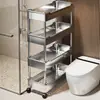 Estante de almacenamiento para baño, móvil con ruedas, carrito multifuncional para baño y inodoro, organizador de almacenamiento en capas para detergente de lavandería