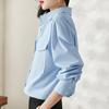 ¡Textura! Camisa Casual Francesa de Algodón Puro Lavado Fino para Mujer, Diseño Versátil, Top de Manga Larga