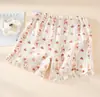 Pantalones de Dormir de Maternidad, Pantalones de Algodón Puro Clase A con Soporte para el Vientre, Shorts Delgados de Gasa de Doble Capa de Cintura Alta Ajustables para Primavera y Verano, Adecuados para Usar Afuera