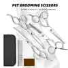 Conjunto de suprimentos para tosa de animais de estimação, tesouras profissionais de limpeza e tosa, ferramentas especializadas para corte de pelo para gatos e cães, cor prata, tudo-em-um