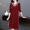 Vestido feminino de outono com estampa de A e novo temperamento da AliExpress, tamanho grande, tendência longa para mulheres
