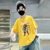 2026 Novo Estilo Camiseta de Verão Solta de Algodão Puro com Meia Manga para Crianças Roupas de Verão para Meninos Camisetas de Verão Tendência Tamanhos Médio e Grande