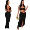 A7317 Vestido sexy de dos piezas con tirantes y abertura, estilo europeo y americano, ropa de noche