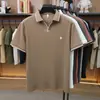 Camisa Polo Leishibert de Seda de Leite, Nylon Elástico, Sem Costura, Manga Curta Masculina, Camiseta de Verão Respirável, Sem Ferro de Passar