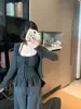 Conjunto de Duas Peças Cardigan Plissado Fashion para Mulheres 2025 Novo Top Básico com Alça de Suspensório e Laço de Bolinhas
