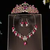 Comercio electrónico transfronterizo más vendido accesorios de joyería tocados moda europea y americana juego de collar y pendientes de cristal novia boda al por mayor