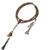 Nuevo Estilo Chino Estilo Chino Madera de Chisinac Multi-Círculo Collar Pulsera para Hombres y Mujeres Combinación Perfecta Cadena Larga de Lana Accesorios Antiguos