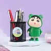 Xiaohongshu Super Dulce Rosa Mapache Portalápices Lámpara Iluminada Dibujo Animado Portalápices de Escritorio Caja de Almacenamiento Papelería para Estudiantes