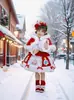 Vestido de Princesa Lolita para Niñas 2025 Nuevo Vestido de Terciopelo Espeso de Otoño e Invierno para Niños Falda Navideña para Niñas