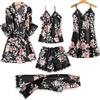 Atacado de fabricantes de pijamas Feminino imitação de suspensórios dormir solto e confortável renda cinco peças roupa de casa lingerie camisola