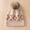 Chapéu de Cashmere Puro Chapéu de Tricô Feminino Chapéu com Pom Pom de Pelo Chapéu com Proteção para Orelhas Chapéu Quente Chapéu de Lã para Ciclismo ao Ar Livre Chapéu para Frio