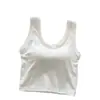 Camisola de Algodón Puro Estilo Coreano con Almohadilla en el Pecho Taza Fija Envuelve el Pecho para Ropa Exterior e Interior Top Corto sin Mangas para Mujer