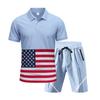 Estación Independiente Transfronteriza Nuevo Verano Americano para Hombre Traje Casual de Seda Helada Transpirable con Polo de Manga Corta y Pantalones Cortos para Hombre