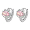 Aros de Gatito con Zirconia Rosa, Pendientes de Gato Dulces y Lindos, Aros de Oreja de Gatito Estilo Bosque, Accesorios de Orejas de Animal para Mujer