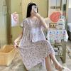 Camisón de Algodón Seda para Mujer de Comercio Exterior Transfronterizo Verano Manga Corta de Alta Gama Dulce Talla Grande Falda de Algodón Seda Primavera y Otoño Fino Falda para Casa