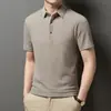 Camiseta polo de manga corta de seda de hielo sin costuras para hombre, verano, fina, secado rápido, manga media, camiseta nueva, suministro al por mayor en stock