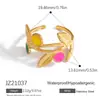 Anillo Estilo Ins Europeo y Americano Hoja Goteo de Aceite Hoja Colorida Lujo Ligero Gama Alta Oro 18K No se Desvanece