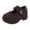 Zapatos Mary Jane de suela gruesa de corte bajo con aumento de altura interior cálidos de invierno para mujeres menudas con velcro de polar, modernos, de corte bajo, de algodón