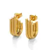 Pendientes de Botón Geométricos de Oro de Alta Gama de Múltiples Capas y Tres Líneas de Venta Caliente Transfronteriza Accesorios de Joyería Estilo Minimalista Al Por Mayor