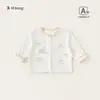 Roupa Infantil Bangxuan Verão Tops para Meninas Color Blocking Gola Redonda Cardigã com Babados Jaqueta de Manga Longa para Meninas