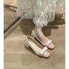 Estilo Noche Tarde Mary Jane de Tacón Medio Suave Zapatos de Tacón Alto para Mujer Estilo Francés Estilo Chanel Zapatos de Tacón Grueso de Una Sola Capa para Mujer Novedad Primavera y Otoño 2024