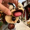 Campanilla de Viento de Cáscara de Fruta Muñeco de Vaina de Frijol Colgante Hecho a Mano DIY para Bolsa de Plantas Llavero Decorativo Regalo Creativo Colgante para Coche