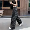 Pantalones vaqueros de camuflaje de pierna ancha estilo americano para mujer, cuerpo en forma de pera, otoño, finos, de cintura alta, holgados, talla grande, rectos, adelgazantes